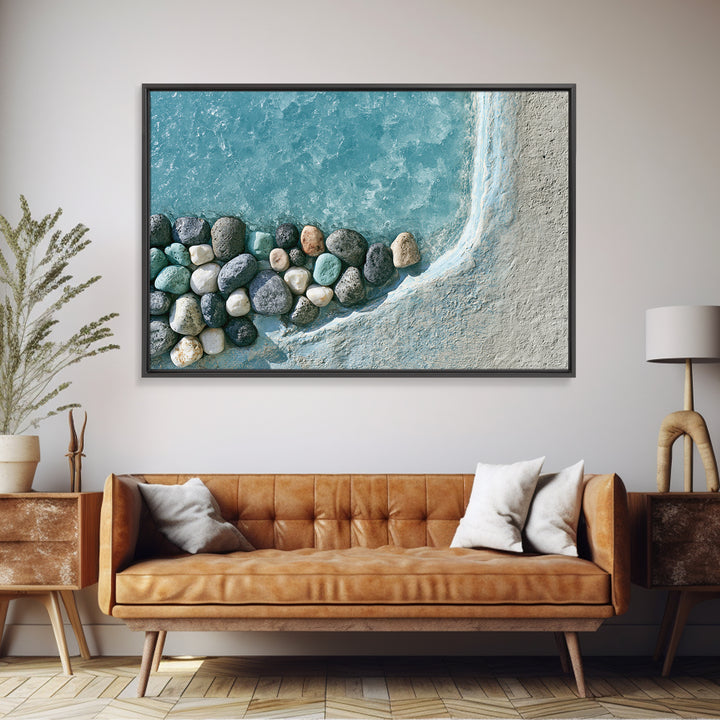 Blue Lagoon Water Seen from Above Framed Canvas Print, Spa Art, Teen Girl Room Decor, Spa Decor, Serenity, Luxury Decor, SPA-3x2-24