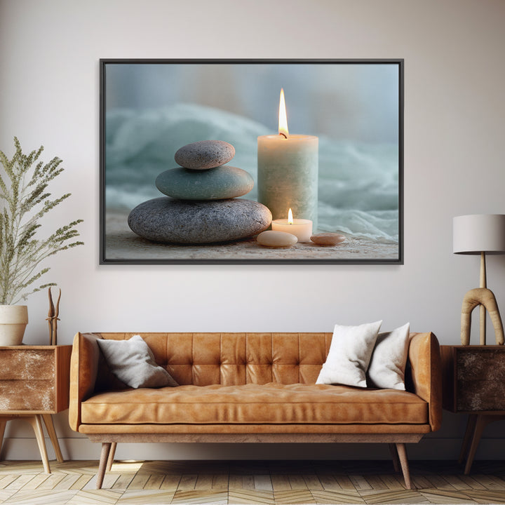 Warm Candle Flame Canvas Print, Spa Art, Hair Salon Wall Art, Spa Decor, Oil Painting, Serenity, Minimalist Decor, SPA-3x2-37