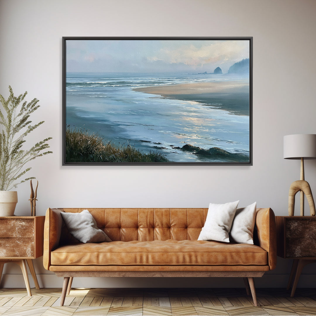 Coastal Horizon in Muted Spa Blues Canvas Print, Spa Art, Animal Art, Spa Decor, Serenity, Gallery Decor, Neutral Decor, SPA-3x2-38