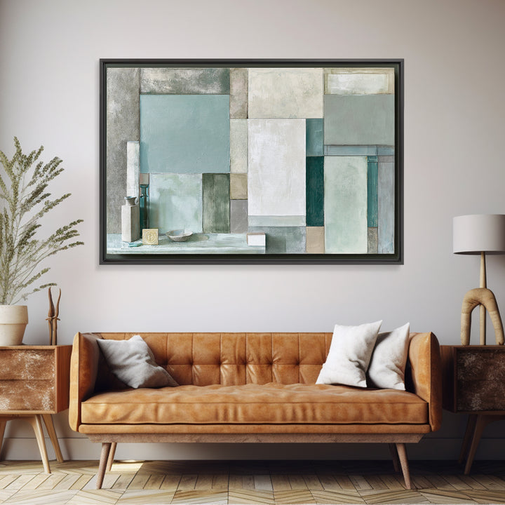 Sage and Ivory Geometric Calm Composition Canvas Print, Spa Art, Neutral Decor, Spa Decor, Fine Art, Serenity, Home Decor, SPA-3x2-49