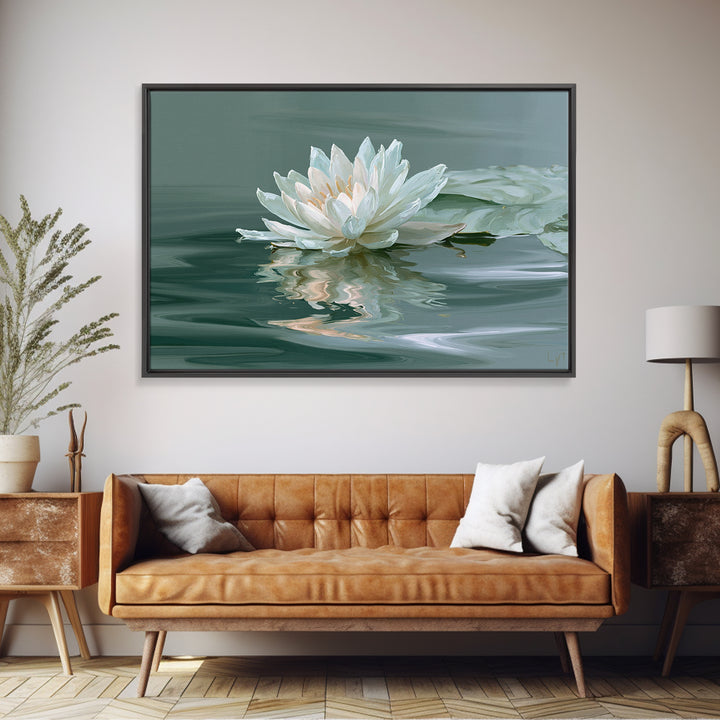 Lotus Flower Floating on Still Pond Canvas Print, Spa Art, Art Print, Spa Decor, Watercolor Art, Serenity, Botanical Art, SPA-3x2-56