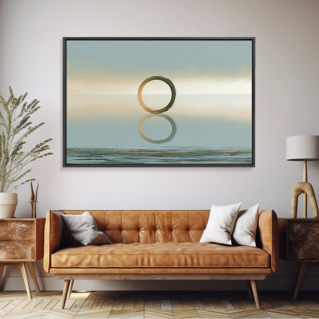 Minimal Zen Circle Brushstroke Framed Canvas Print, Spa Art, Room Decor, Spa Decor, Fine Art, Serenity, Nature Prints, SPA-3x2-60