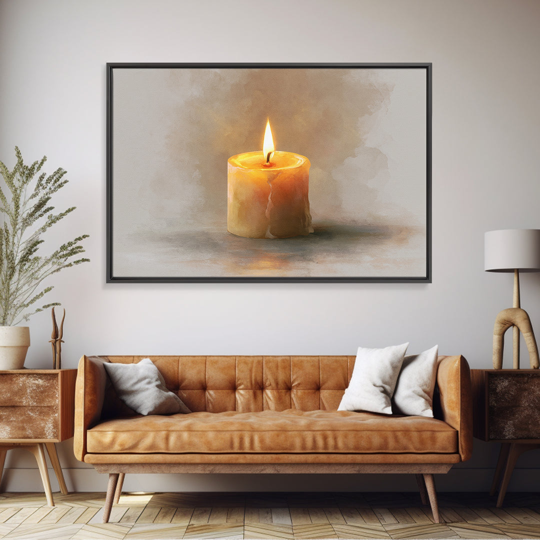 Warm Candle Flame Canvas Print, Spa Art, Hair Salon Wall Art, Spa Decor, Oil Painting, Serenity, Minimalist Decor, SPA-3x2-61