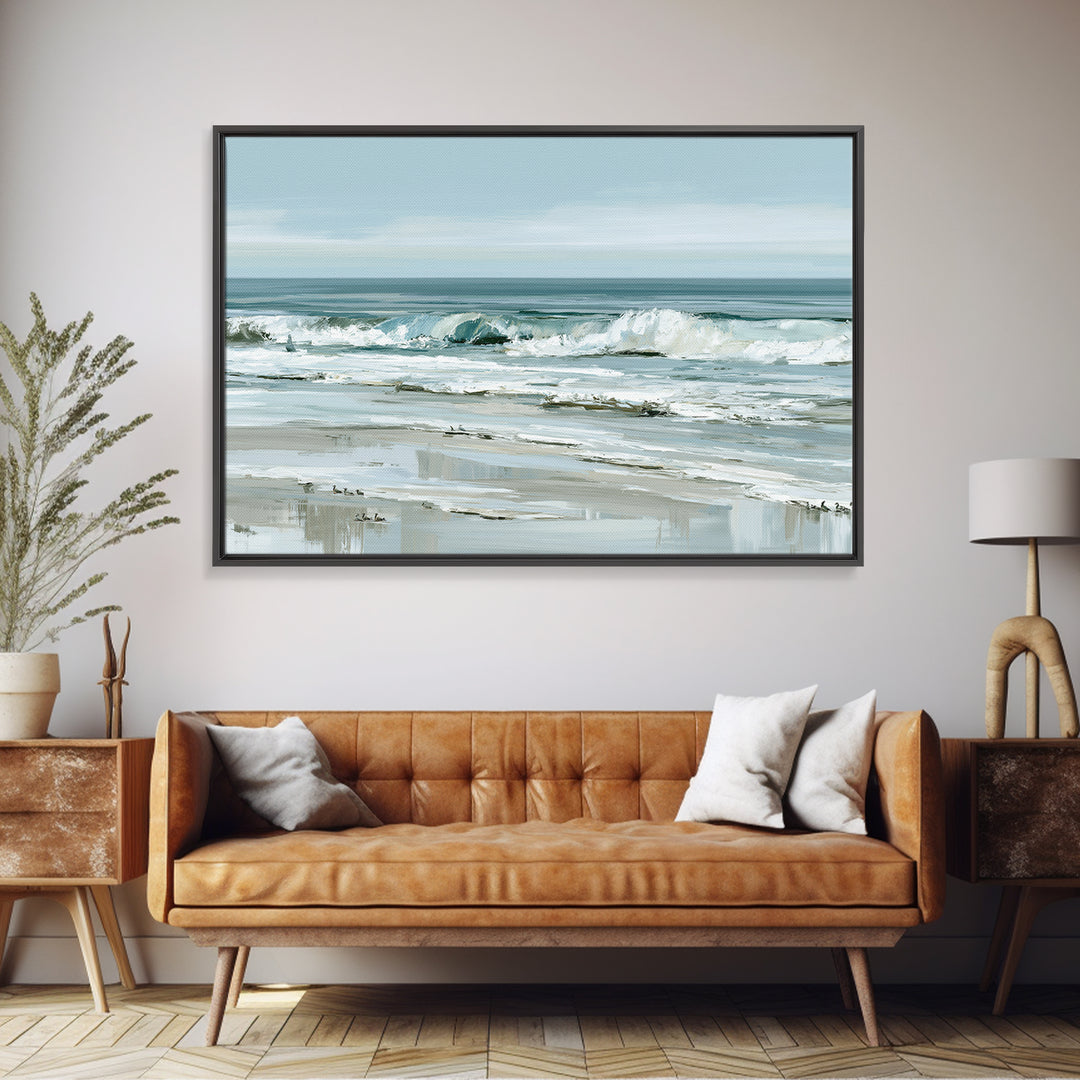 Coastal Horizon in Muted Spa Blues Canvas Print, Spa Art, Animal Art, Spa Decor, Serenity, Gallery Decor, Neutral Decor, SPA-3x2-62