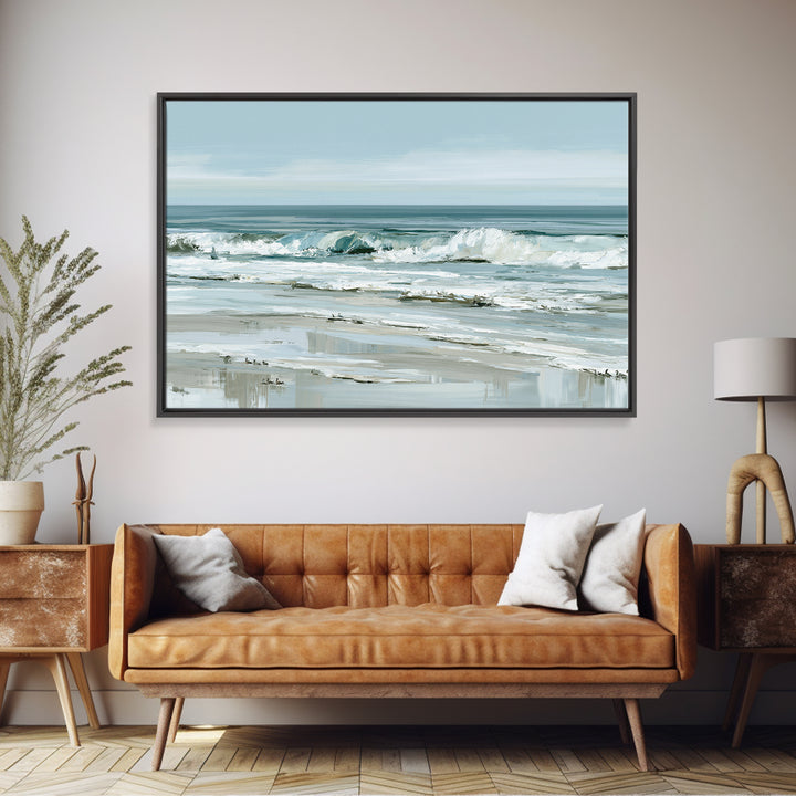 Coastal Horizon in Muted Spa Blues Canvas Print, Spa Art, Animal Art, Spa Decor, Serenity, Gallery Decor, Neutral Decor, SPA-3x2-62