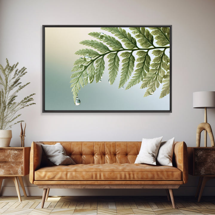 Fern Leaf Closeup Framed Canvas Print, Spa Art, Salon Decor, Spa Decor, Oil Painting, Serenity, Statement Artwork, Boho Decor, SPA-3x2-63