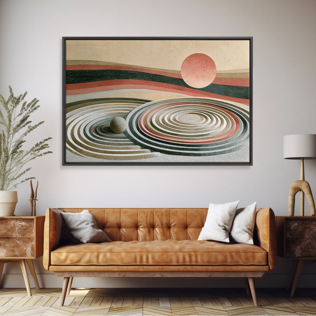 Sand Garden Lines Framed Canvas Print, Spa Art, Textured Painting, Spa Decor, Fine Art, Serenity, Travel Poster, Abstract, SPA-3x2-64