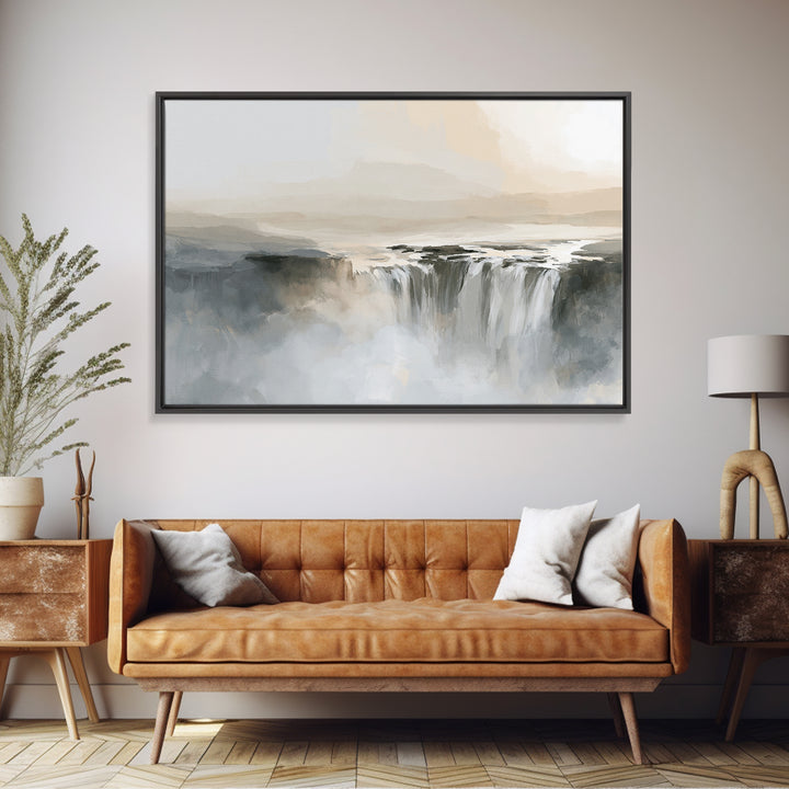 Serene Waterfall with Mist Framed Canvas Print, Spa Art, Fashion Wall Art, Spa Decor, Fine Art, Serenity, Modern Decor, SPA-3x2-70
