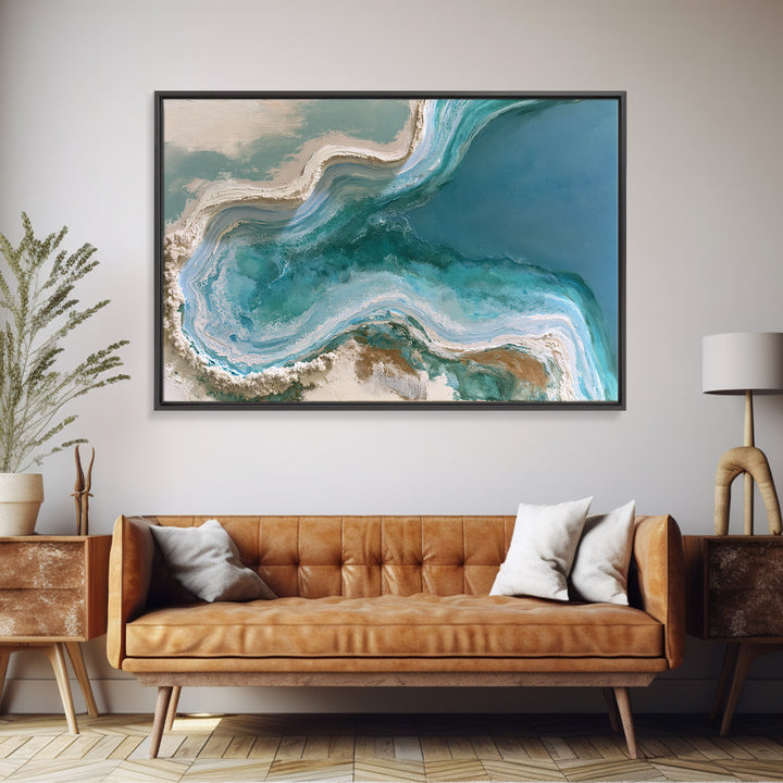 Blue Lagoon Water Seen from Above Canvas Print, Spa Art, Minimalist Decor, Spa Decor, Fine Art, Serenity, Contemporary Art, SPA-3x2-72