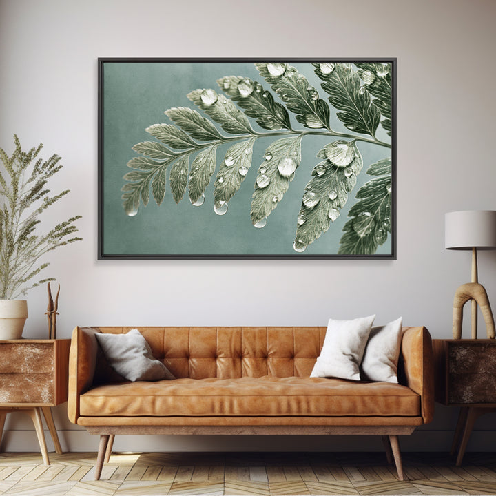 Fern Leaf Closeup Framed Canvas Print, Spa Art, Art, Spa Decor, Serenity, Abstract Print, Minimalist Art, Feminine Wall Art, SPA-3x2-87