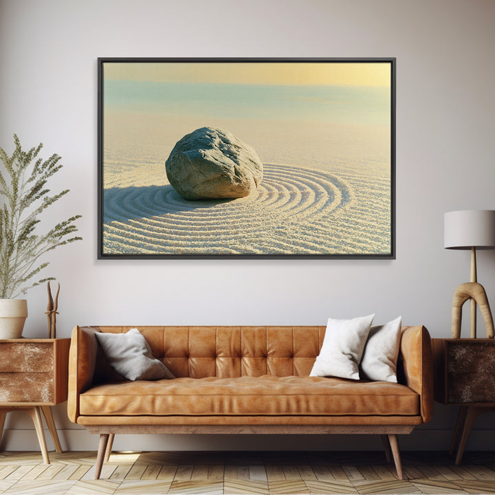Sand Garden Lines Canvas Print, Spa Art, Wall Decor, Spa Decor, Oil Painting, Serenity, Minimalist Art, Feminine Wall Art, SPA-3x2-88