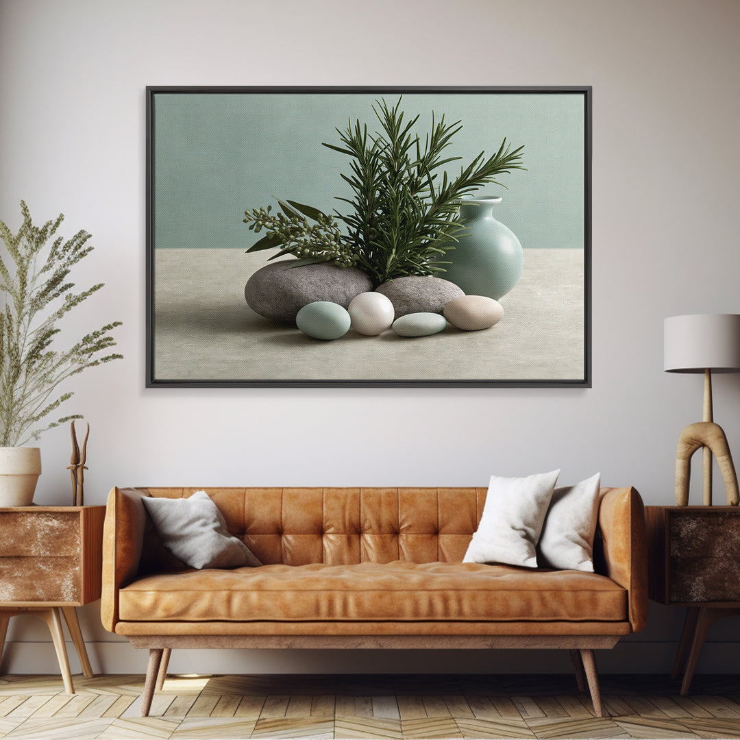 Botanical Herbal Arrangement Framed Canvas Print, Spa Art, Teen Girl Room Decor, Spa Decor, Fine Art, Serenity, Luxury Decor, SPA-3x2-90