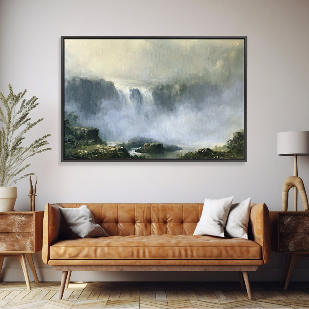 Serene Waterfall with Mist Canvas Print, Spa Art, Dog Canvas, Spa Decor, Abstract Art, Serenity, Art Print, Room Decor, SPA-3x2-94