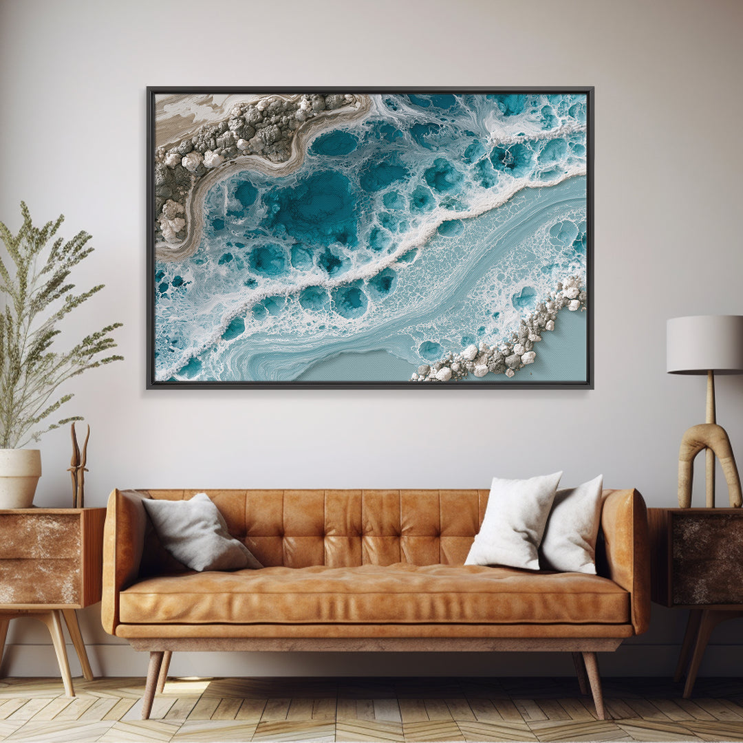 Blue Lagoon Water Seen from Above Framed Canvas Print, Spa Art, Printable Art, Spa Decor, Serenity, Fine Art Photography, SPA-3x2-96