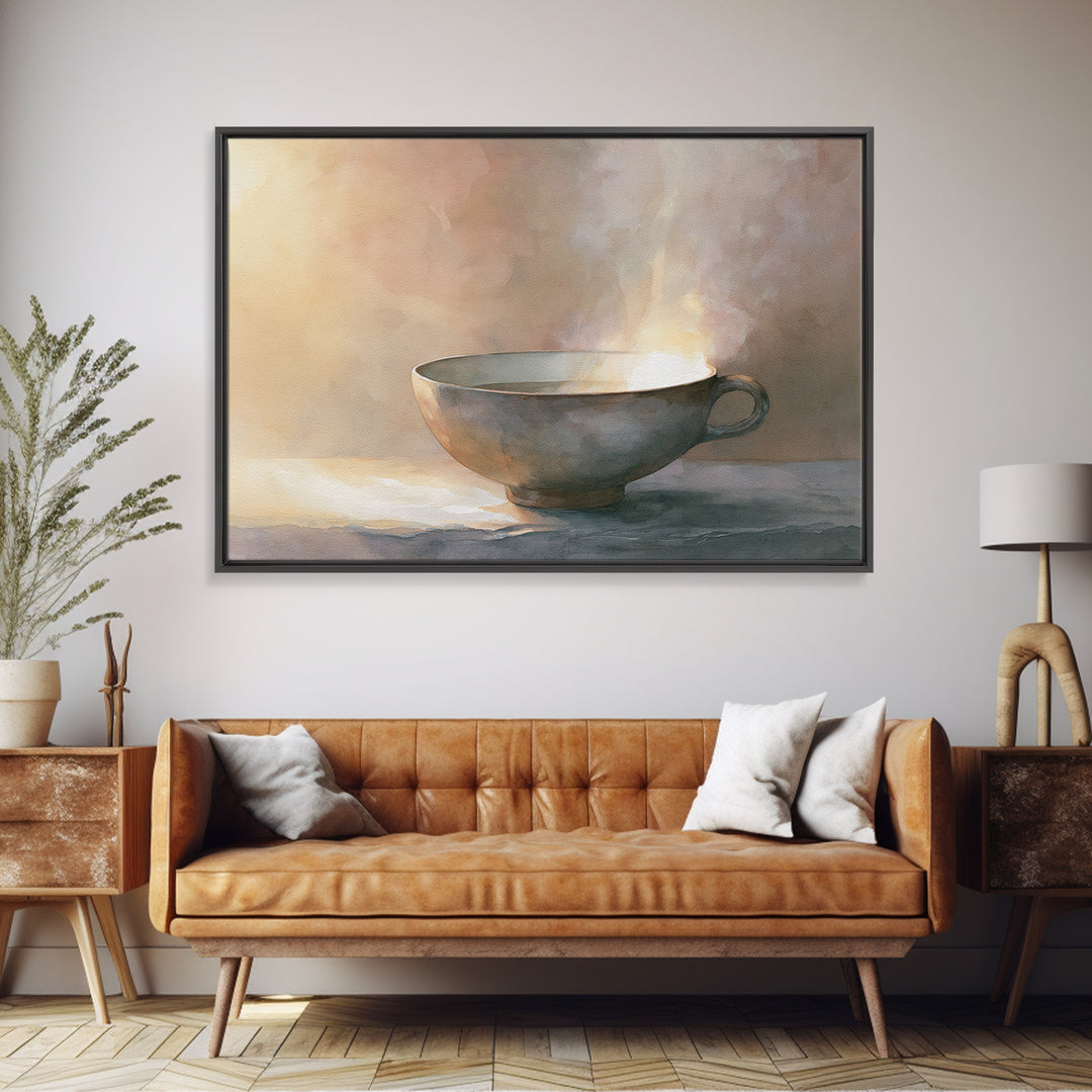 Tea Bowl and Steam Still Life Canvas Print, Spa Art, Esthetician Decor, Spa Decor, Fine Art, Serenity, Room Decor, SPA-3x2-98