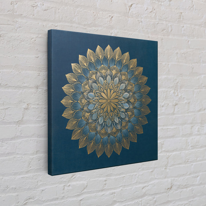 Gold Mandala on Deep Blue Background Framed Canvas Print, Spiritual Art, Art Prints, Living Room Decor, Oil Painting, Spirit, SPI-1x1-28