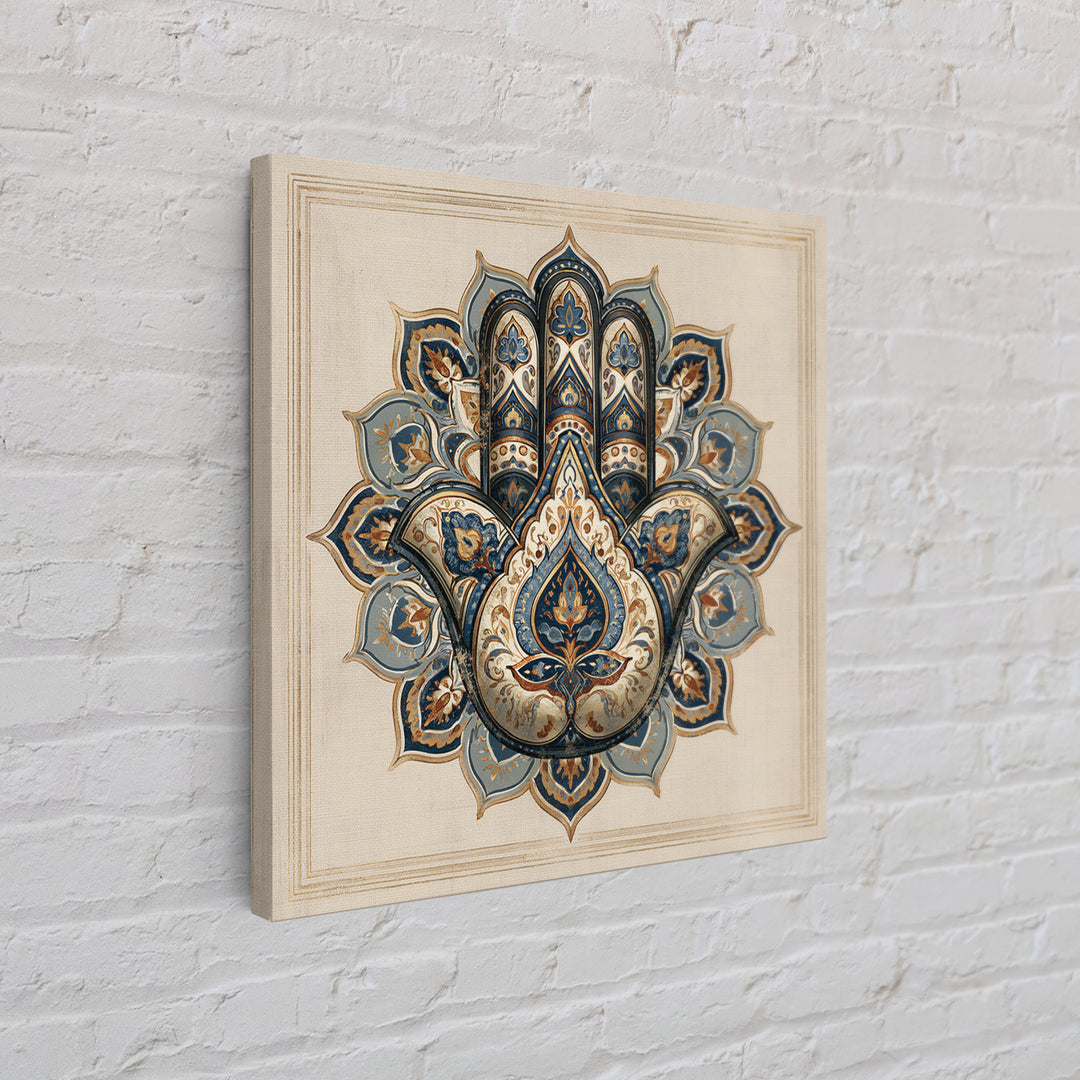 Protective Hand Motif Framed Canvas Print, Spiritual Art, Neutral Decor, Living Room Decor, Fine Art, Spirit, Wall Decor, SPI-1x1-71