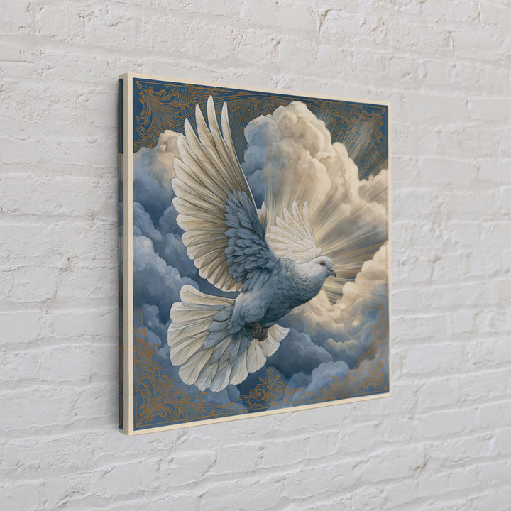 Dove Flying Through Radiant Clouds Canvas Print, Spiritual Art, Canvas Wall Art, Living Room Decor, Fine Art, Spirit, SPI-1x1-77
