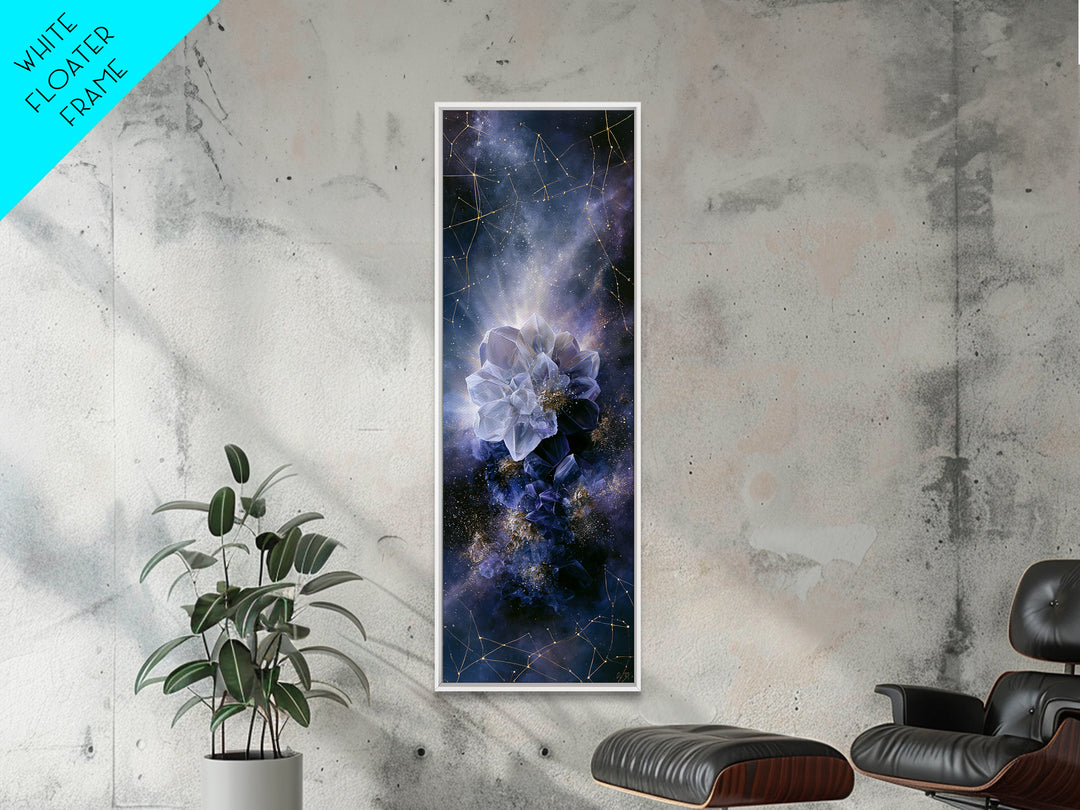 Crystal Cluster with Moonlight Reflections Canvas Print, Spiritual Art, Wall Art, Living Room Decor, Watercolor Art, Spirit, SPI-1x3-1
