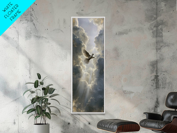 Dove Flying Through Radiant Clouds Canvas Print, Spiritual Art, Textured Painting, Living Room Decor, Fine Art, Spirit, SPI-1x3-41