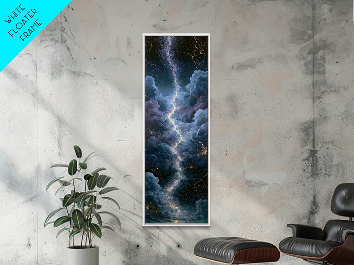 Celestial Staircase Through Clouds Framed Canvas Print, Spiritual Art, Wall Art Prints, Living Room Decor, Fine Art, Spirit, SPI-1x3-53