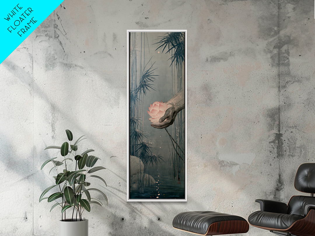 Hands Holding a Glowing Lotus Canvas Print, Spiritual Art, Digital Art, Living Room Decor, Oil Painting, Spirit, Funky Wall Art, SPI-1x3-63