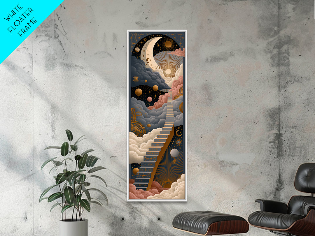 Celestial Staircase Through Clouds Canvas Print, Spiritual Art, Digital Print, Living Room Decor, Spirit, Kids Room Art, SPI-1x3-77