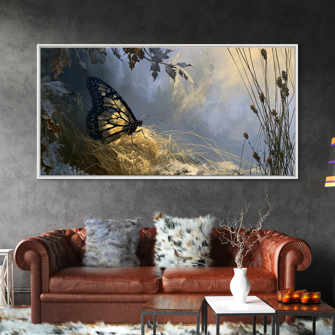 Butterfly Transformation Scene Framed Canvas Print, Spiritual Art, Trendy Wall Art, Living Room Decor, Fine Art, Spirit, SPI-2x1-11