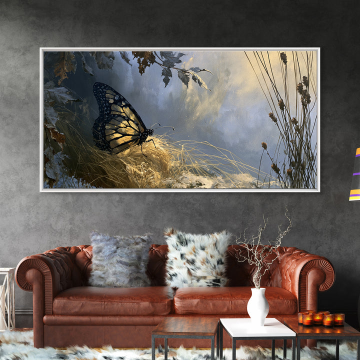 Butterfly Transformation Scene Framed Canvas Print, Spiritual Art, Trendy Wall Art, Living Room Decor, Fine Art, Spirit, SPI-2x1-11