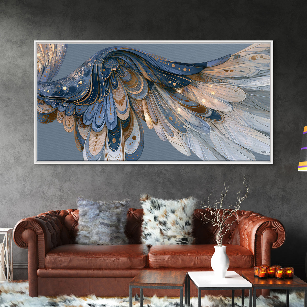 Angel Wings Emerging from Warm Light Canvas Print, Spiritual Art, Boho Wall Art, Living Room Decor, Oil Painting, Spirit, SPI-2x1-21
