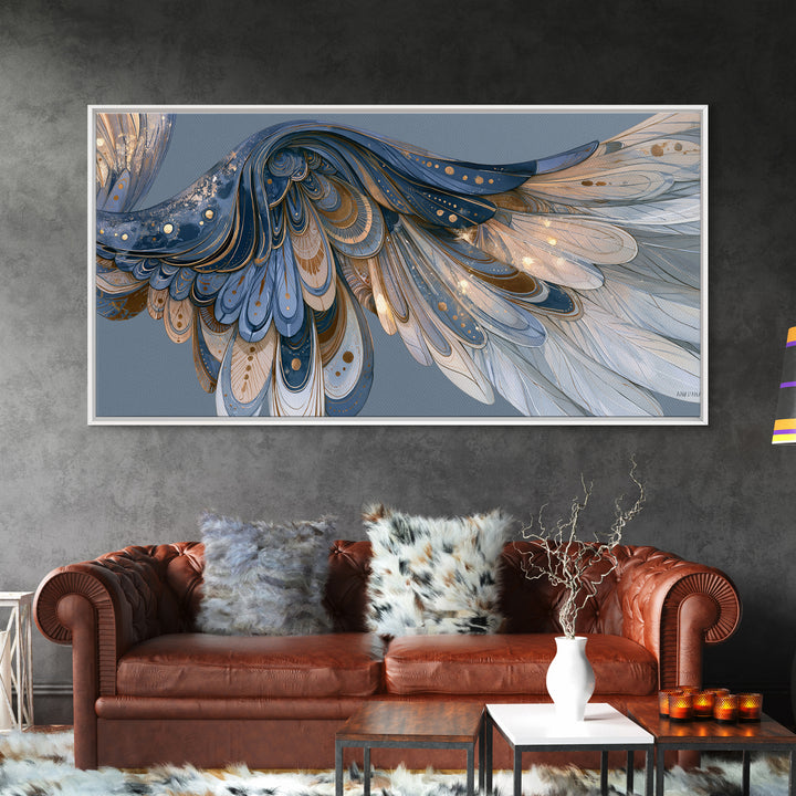 Angel Wings Emerging from Warm Light Canvas Print, Spiritual Art, Boho Wall Art, Living Room Decor, Oil Painting, Spirit, SPI-2x1-21