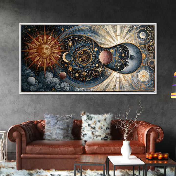 Sun and Moon Spiritual Balance Composition Canvas Print, Spiritual Art, Art Prints, Living Room Decor, Fine Art, Spirit, SPI-2x1-52