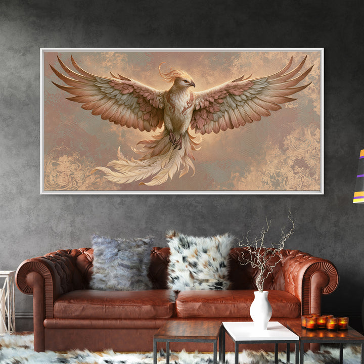 Phoenix Rising as Renewal Symbol Framed Canvas Print, Spiritual Art, Fine Art Print, Living Room Decor, Fine Art, Spirit, SPI-2x1-79