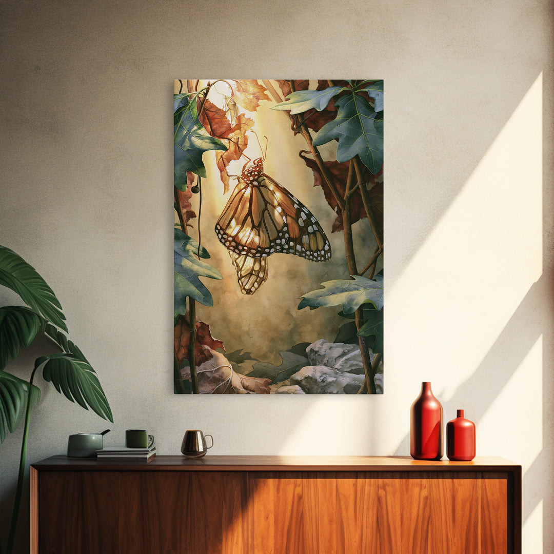 Butterfly Transformation Scene Canvas Print, Spiritual Art, Printable Wall Art, Living Room Decor, Oil Painting, Spirit, SPI-2x3-95