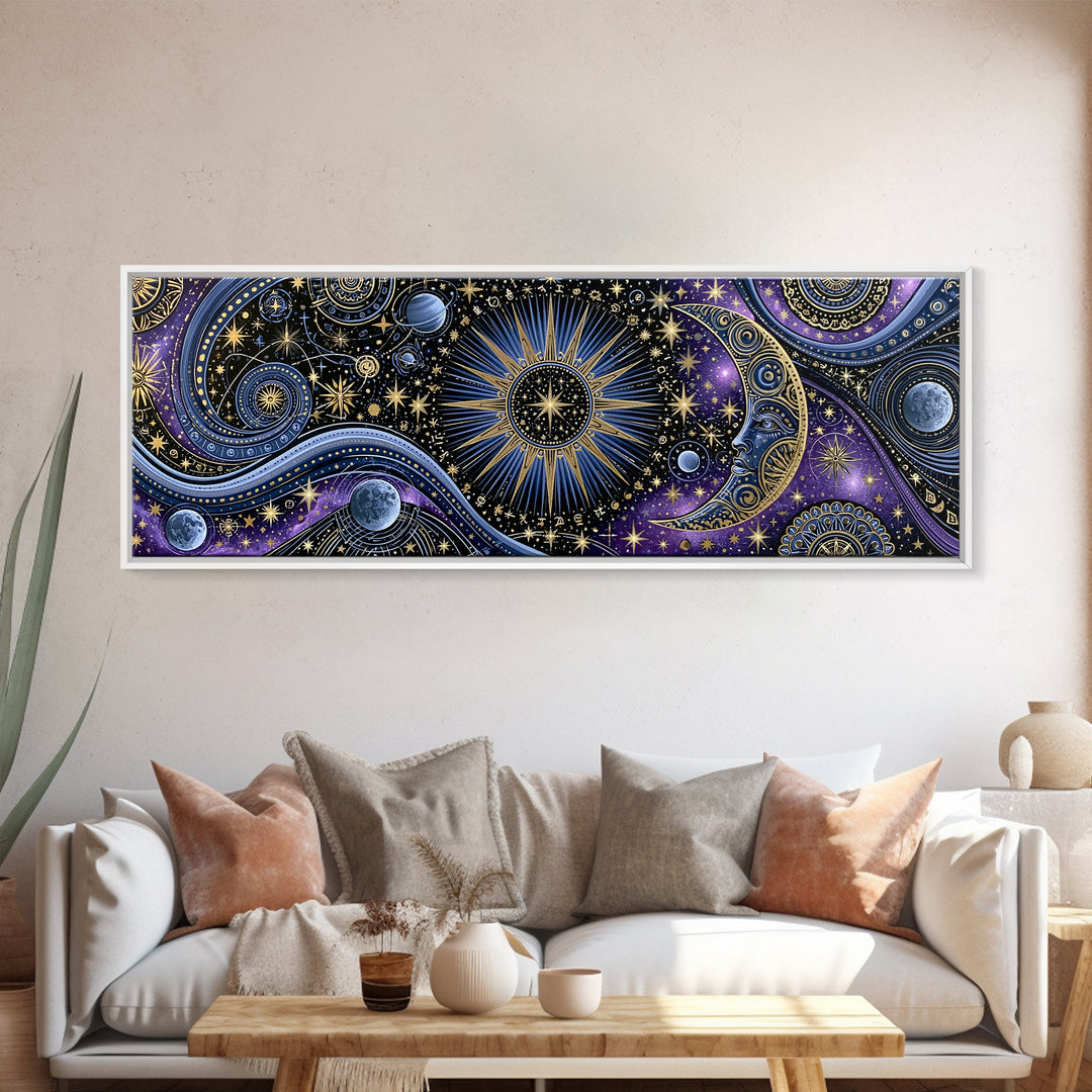 Sun and Moon Spiritual Balance Composition Canvas Print, Spiritual Art, Wall Art, Living Room Decor, Fine Art, Spirit, SPI-3x1-48