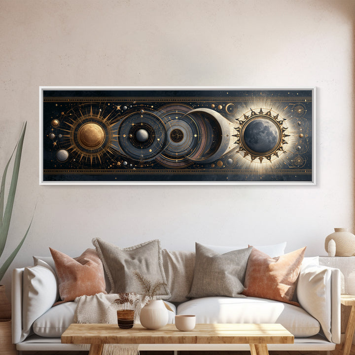 Sun and Moon Spiritual Balance Composition Canvas Print, Spiritual Art, Wallart, Living Room Decor, Fine Art, Spirit, SPI-3x1-96