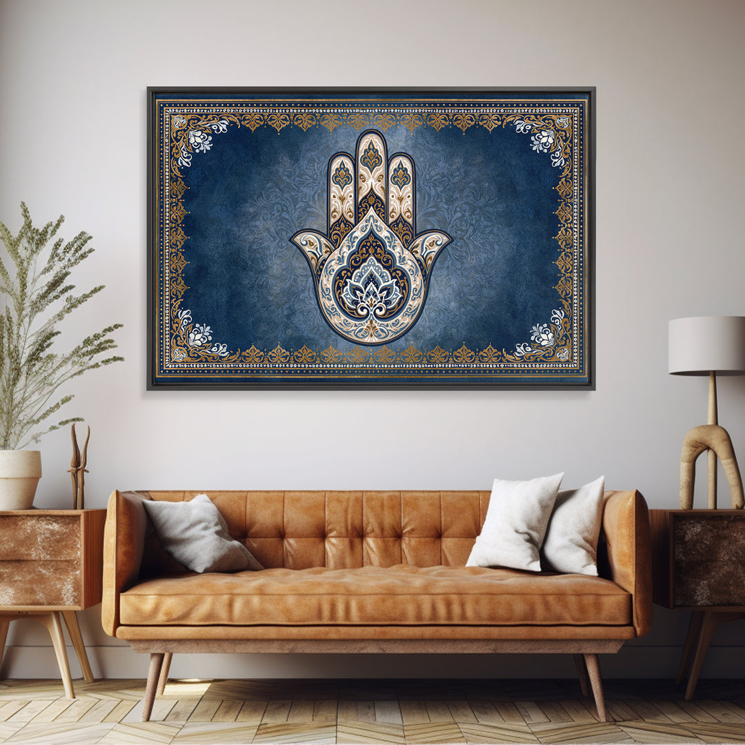 Protective Hand Motif Framed Canvas Print, Spiritual Art, Christian Wall Art, Living Room Decor, Spirit, Canvas Painting, SPI-3x2-27