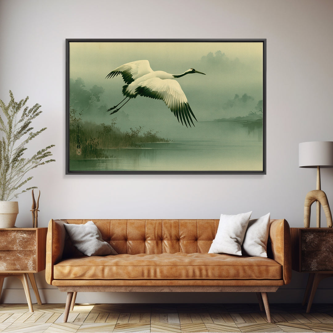 White Crane Flying Canvas Print, Spiritual Art, Fine Art Print, Living Room Decor, Fine Art, Spirit, Digital Prints, Art Prints, SPI-3x2-4