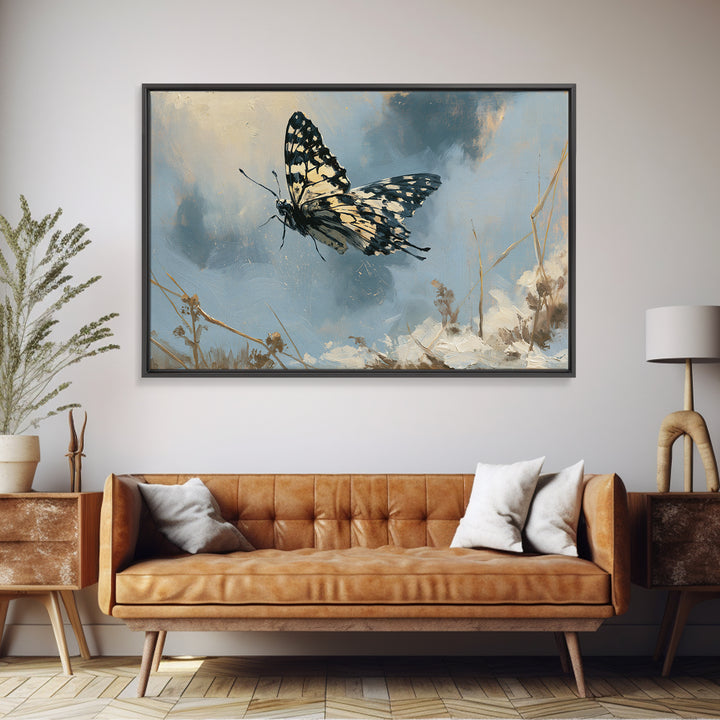 Butterfly Transformation Scene Canvas Print, Spiritual Art, Minimalist Wall Art, Living Room Decor, Abstract Art, Spirit, SPI-3x2-43