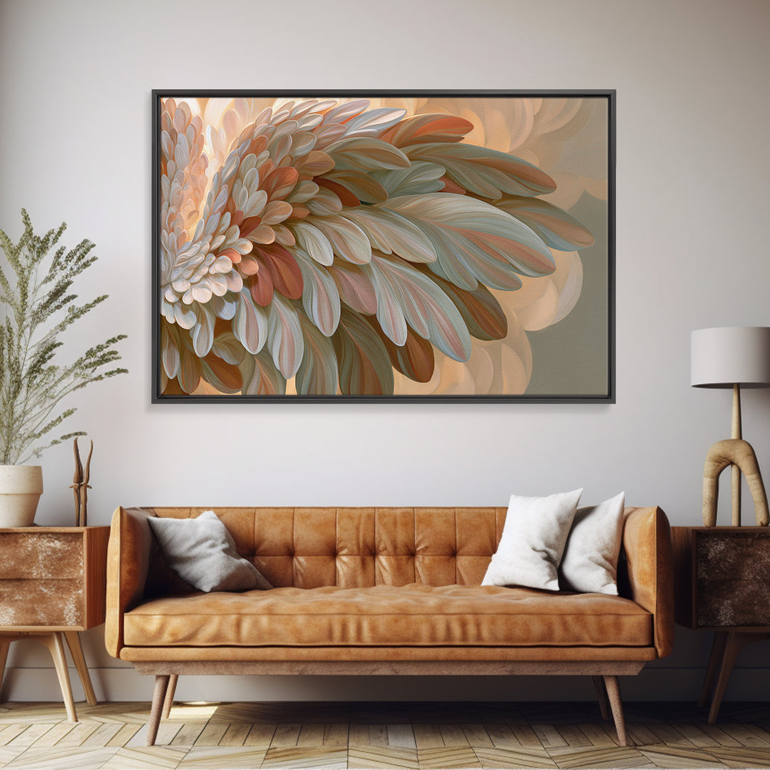 Angel Wings Emerging from Warm Light Framed Canvas Print, Spiritual Art, Christian Wall Art, Living Room Decor, Spirit, SPI-3x2-77