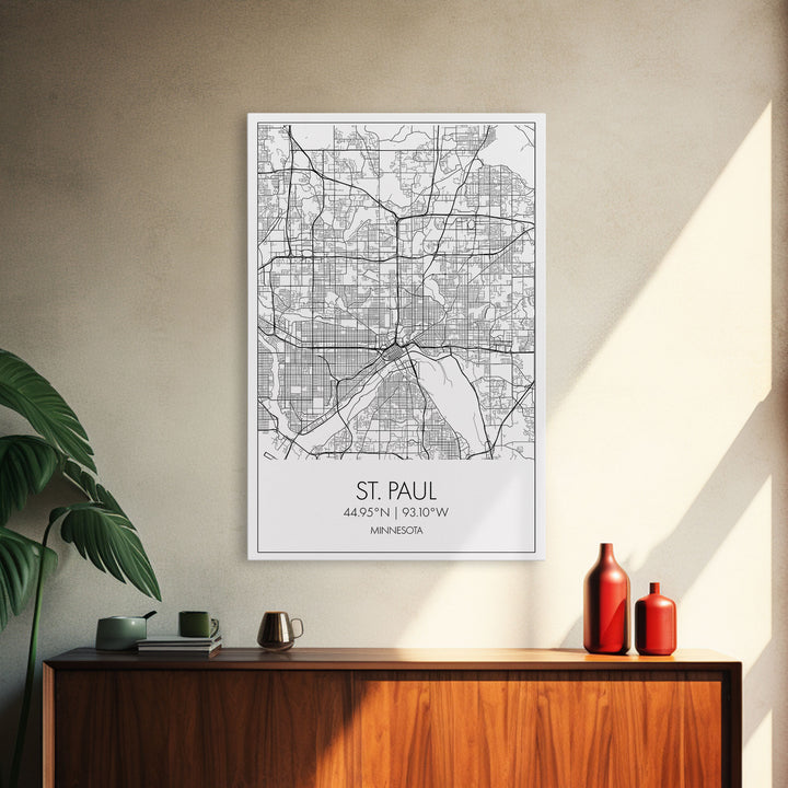 St Paul Street Map, Minnesota Map, City Map Print, Modern Wall Art, Wall Art, Canvas Print, Bedroom Wall Art, Traveler Gift, Travel Wall Art