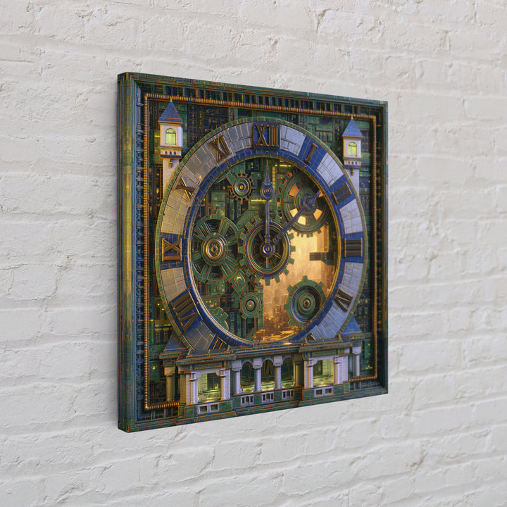 Clock Tower Gears Canvas Print, Steampunk Art, Abstract Art Print, Living Room Decor, Watercolor Art, Mechanic, STE-1x1-13