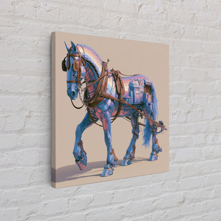 Steam Powered Horse Framed Canvas Print, Steampunk Art, Wall Art Living Room, Living Room Decor, Mechanic, Modern Decor, STE-1x1-39