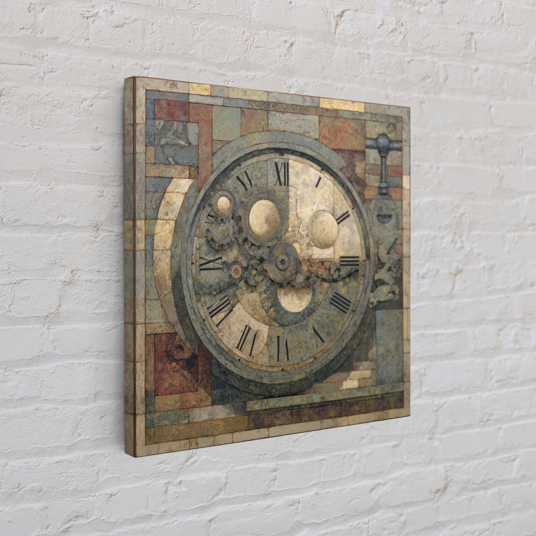 Gear Heart with Pipes and Valves Framed Canvas Print, Steampunk Art, Abstract Art, Living Room Decor, Fine Art, Mechanic, STE-1x1-44