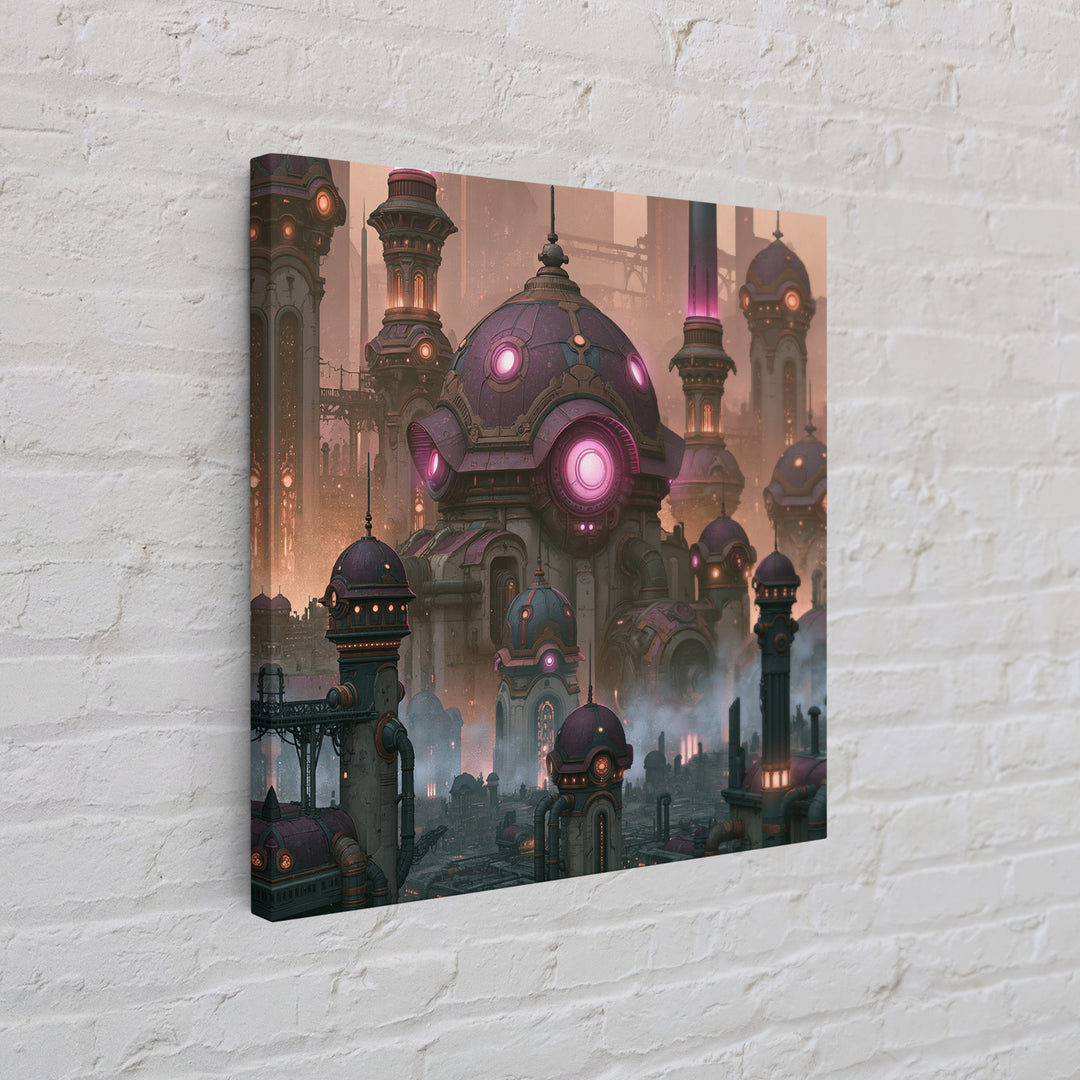 Steam Powered City Skyline Canvas Print, Steampunk Art, Luxury Decor, Living Room Decor, Abstract Art, Mechanic, STE-1x1-45