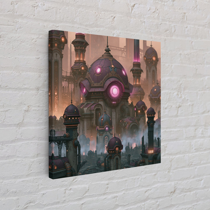 Steam Powered City Skyline Canvas Print, Steampunk Art, Luxury Decor, Living Room Decor, Abstract Art, Mechanic, STE-1x1-45