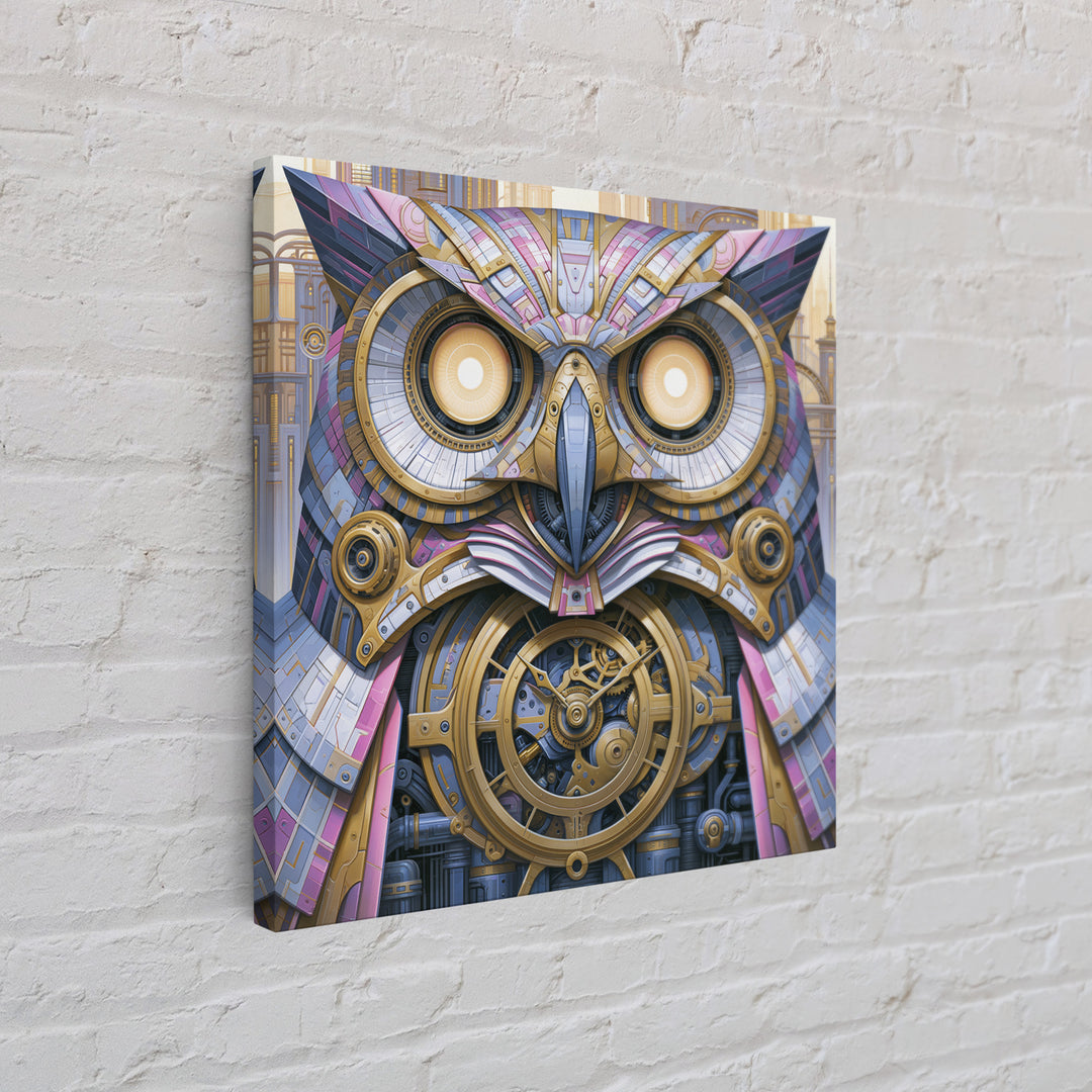 Brass Clockwork Owl Canvas Print, Steampunk Art, Room Decor, Living Room Decor, Fine Art, Mechanic, Original Art, Art Nouveau, STE-1x1-49