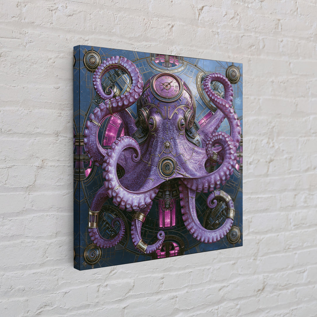 Steampunk Octopus with Brass Tentacles Canvas Print, Steampunk Art, Fine Art Print, Living Room Decor, Fine Art, Mechanic, STE-1x1-5