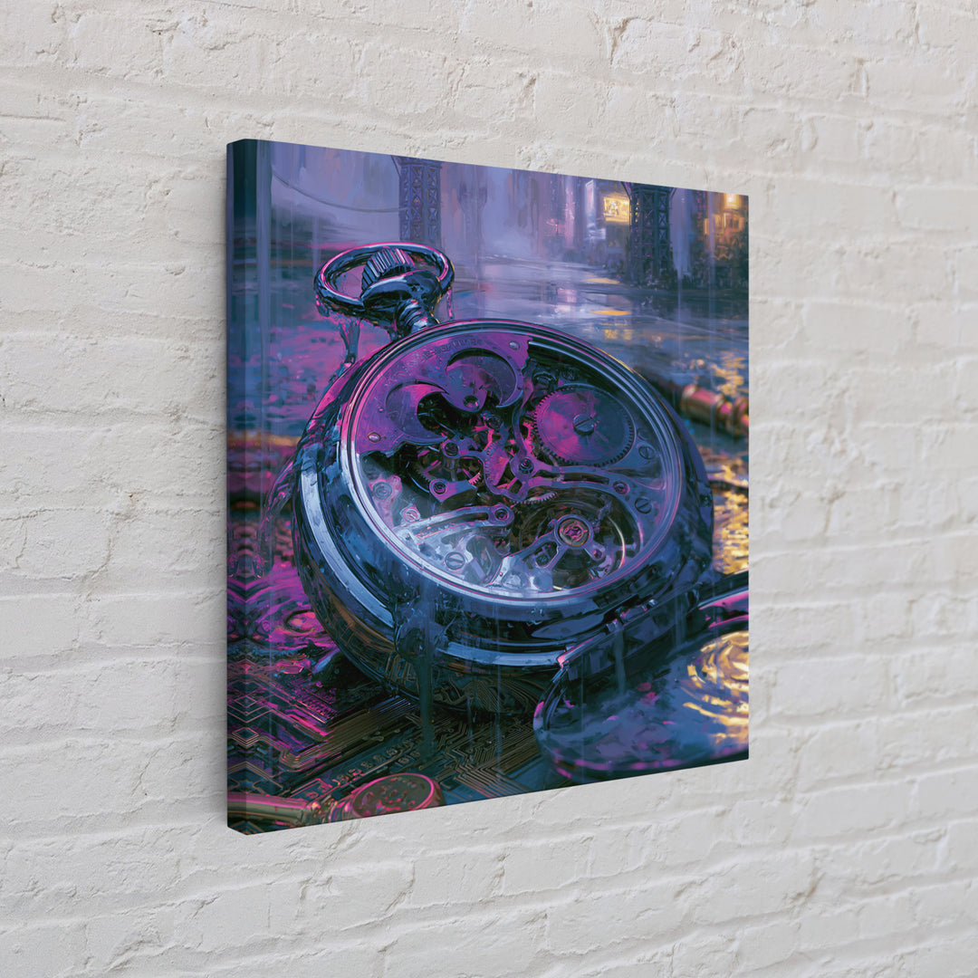 Gear Filled Pocket Watch Framed Canvas Print, Steampunk Art, Abstract Art, Living Room Decor, Mechanic, Digital Download Art, STE-1x1-56