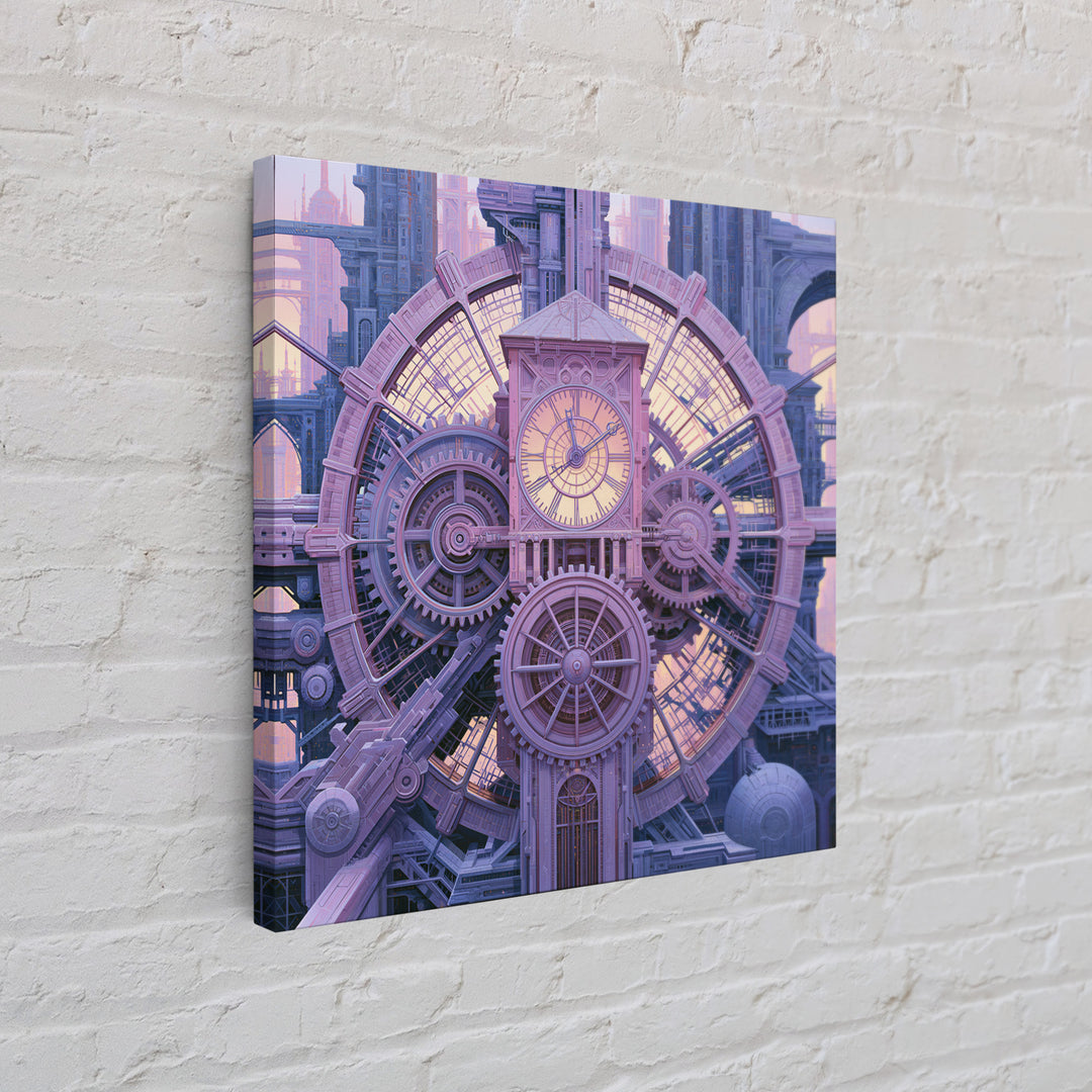 Clock Tower Gears Framed Canvas Print, Steampunk Art, Boho Decor, Living Room Decor, Oil Painting, Mechanic, Art Print, STE-1x1-61